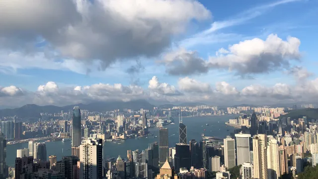 View over Hong Kong and Victoria Harbour from Victoria Peak