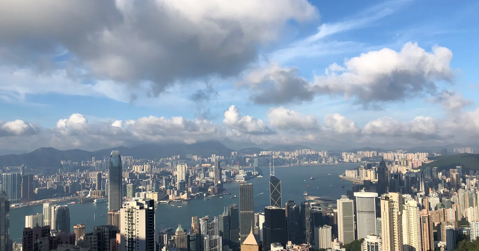 View over Hong Kong and Victoria Harbour from Victoria Peak