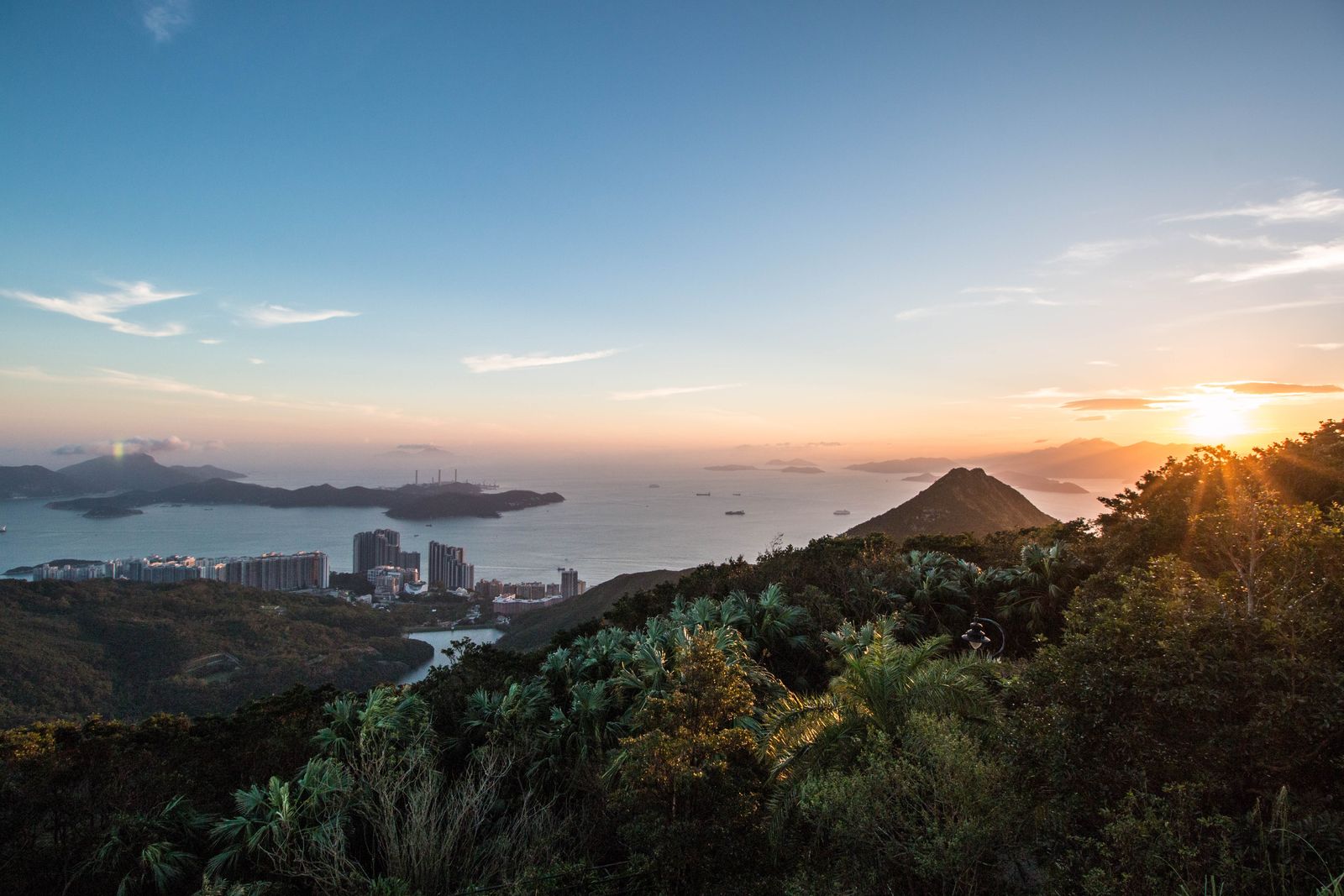Hong Kong skyline at sunset from Victoria Peak