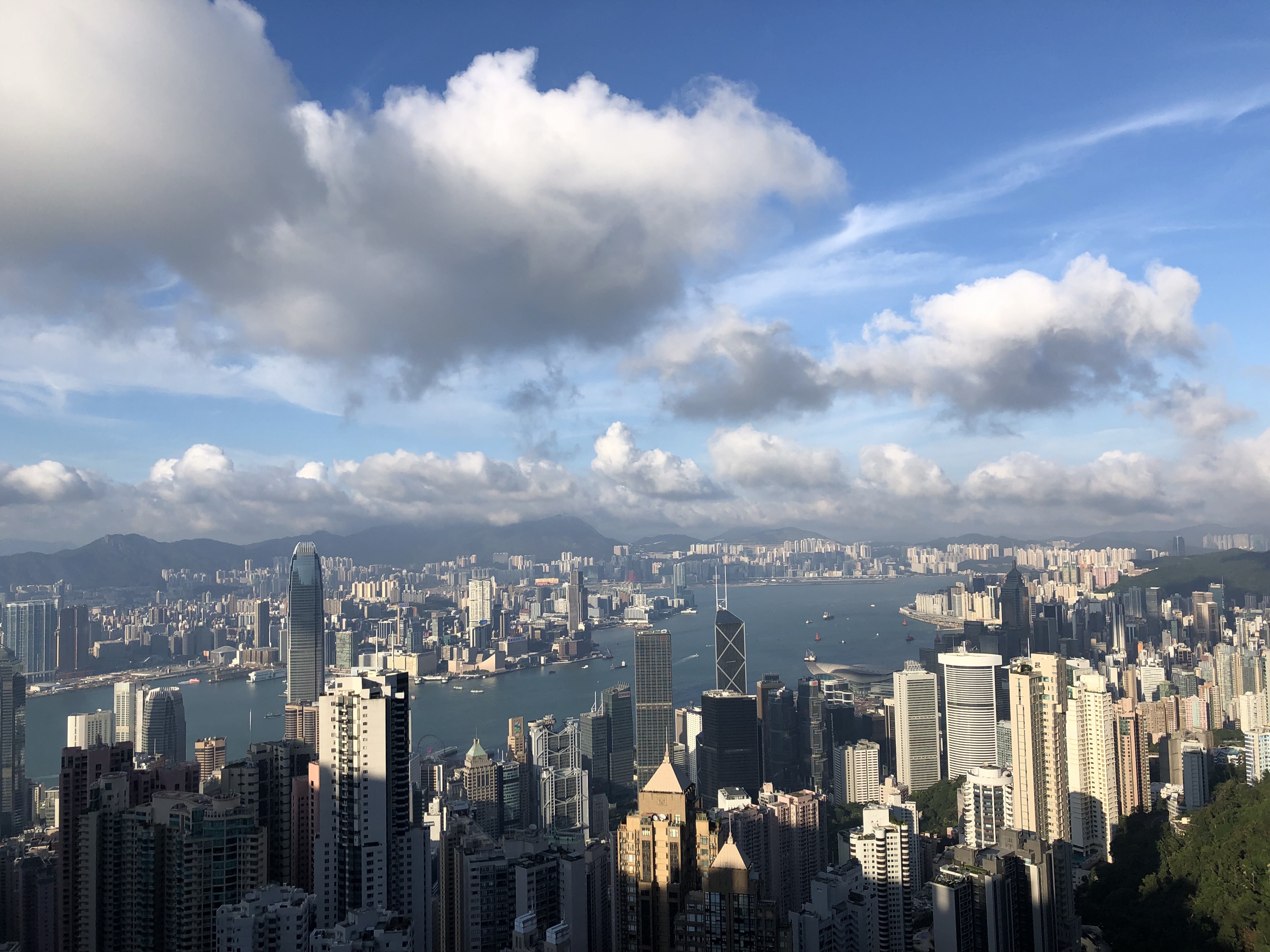 View over Hong Kong and Victoria Harbour from Victoria Peak
